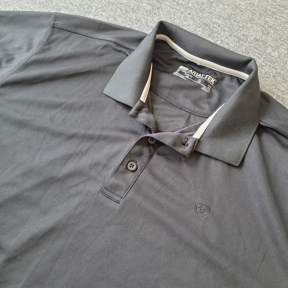 Ariat Tek Polo Shirt Men's XL Black Performance Stretch Tech Short Sleeve